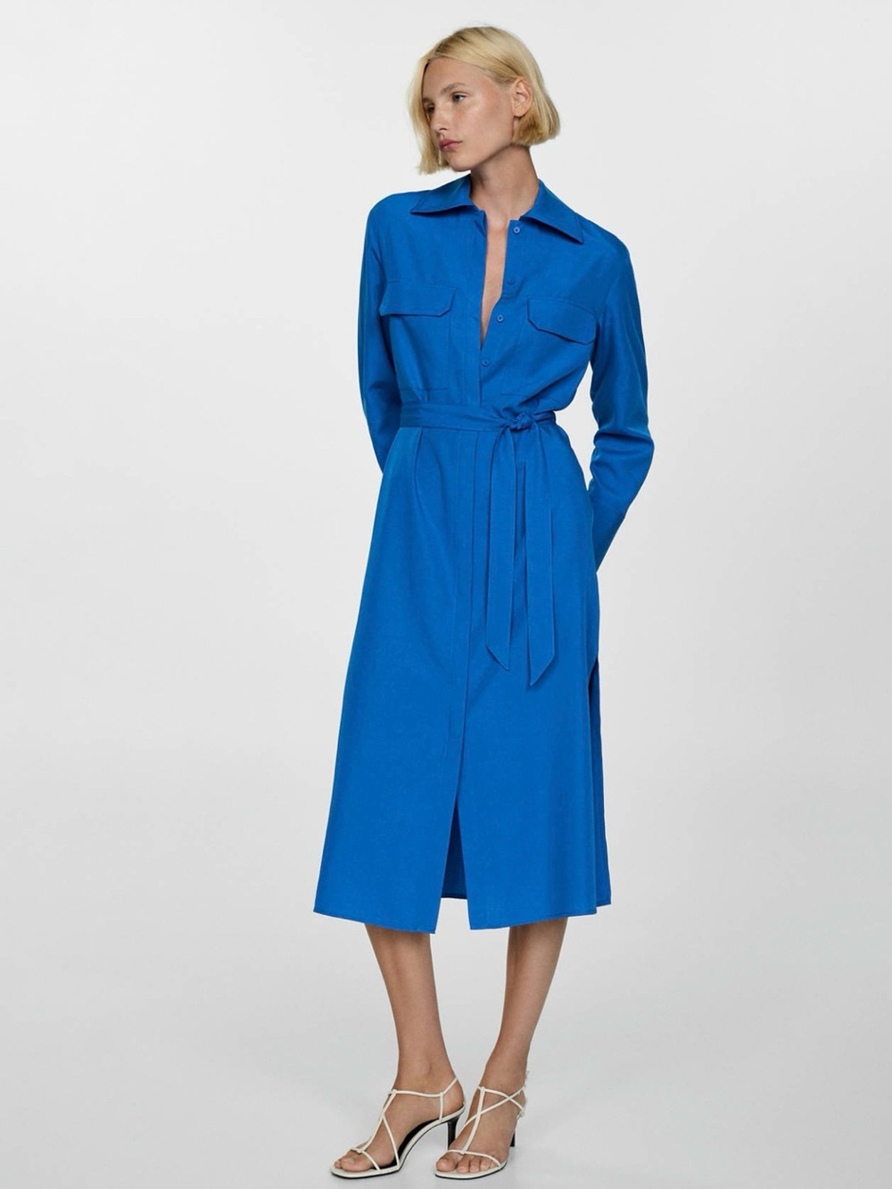 Mango - LYOCELL SHIRT DRESS WITH BOW - NWT - Size XS